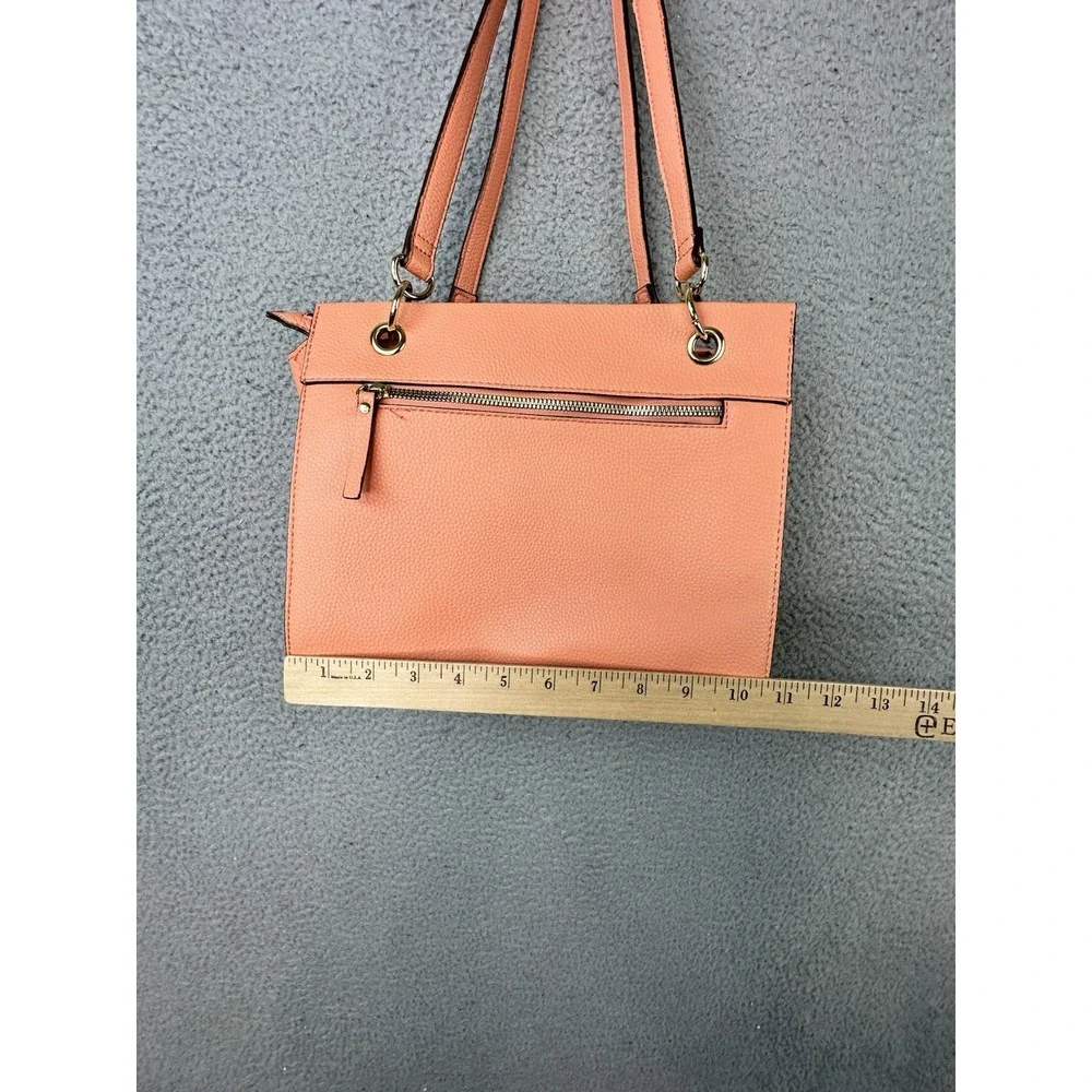 Nanette Lepore Petro Peach Straw Tote Handbag / Mixed-Media Shoulder Satchel